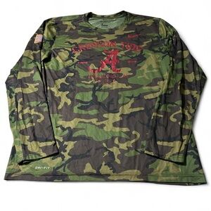 Nike Dri Fit Alabama Crimson Tide Salute To Service Camo Long Sleeve Shirt Large